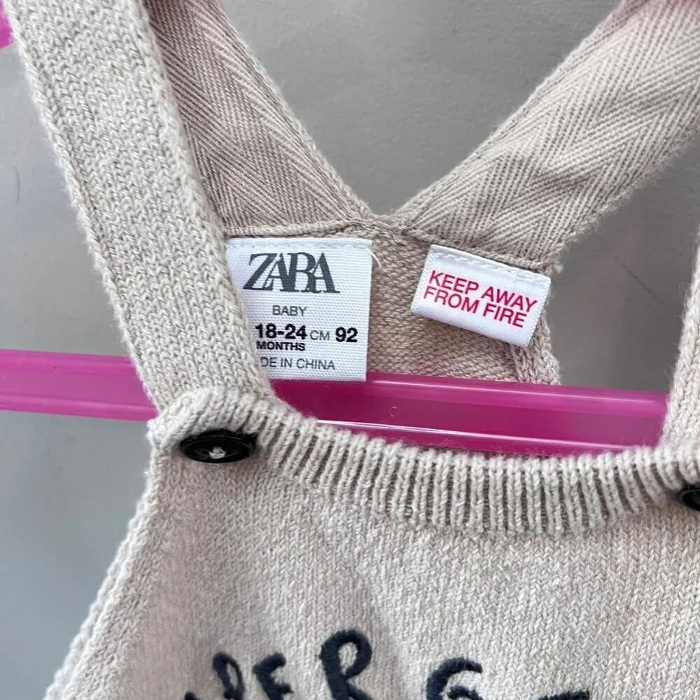 Zara Baby Boys Super Genius Knit‎ Overalls Romper- Size 18-24m